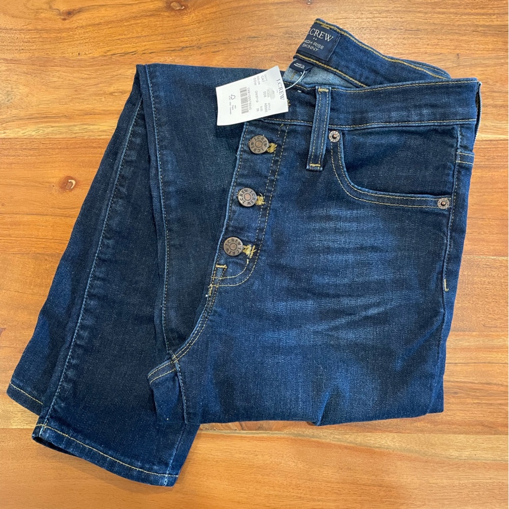 JCrew High-Rise Skinny Jeans, Button-Fly, Dark Wash, Size 26, *NWT*